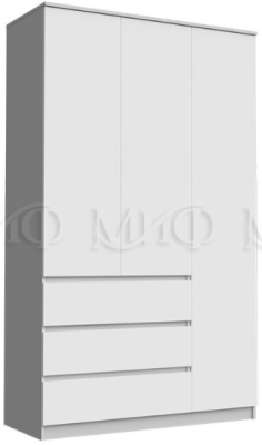  Шкаф 3-х створчатый Челси Белый/Белый глянец
